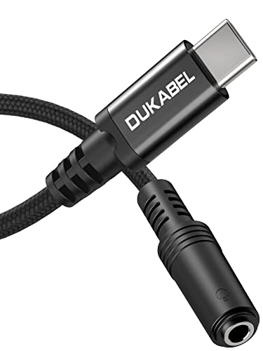 DUKABEL Type C to Aux Adapter, USB-C to Audio Jack with Upgraded DAC Chip for Samsung Galaxy S22 S21 S20 Ultra S20+ Note 20 Google Pixel 6 Pro/5/4/3/2 OnePlus 7T and More