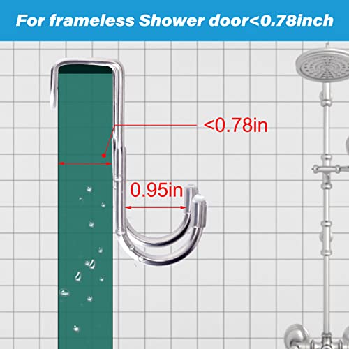 2 Pack Shower Door Hooks 304 Stainless Steel with 1M Nano Tape, Jcabin Over Shower Glass Door Hooks for Bathroom Frameless Glass Shower Door for Hanging Clothes, Towel - Silver