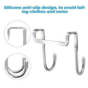 2 Pack Shower Door Hooks 304 Stainless Steel with 1M Nano Tape, Jcabin Over Shower Glass Door Hooks for Bathroom Frameless Glass Shower Door for Hanging Clothes, Towel - Silver