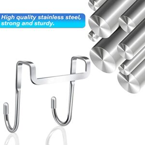 2 Pack Shower Door Hooks 304 Stainless Steel with 1M Nano Tape, Jcabin Over Shower Glass Door Hooks for Bathroom Frameless Glass Shower Door for Hanging Clothes, Towel - Silver