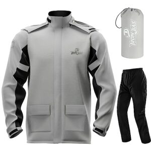 iron jia's rain suit, motorcycle rain gear suit for men & women, jackets & pants reflective waterproof breathable rainsuit