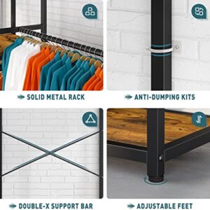 Raybee Free Standing Closet Organizer System,Clothing Rack with Shelves,Wardrobe Closet for 250+ Clothing Racks for Hanging Clothes 400 LBS Heavy Duty Clothes Rack Garment Rack 16"D x 47.33"W x 71"H