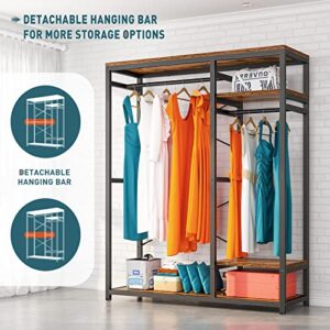 Raybee Free Standing Closet Organizer System,Clothing Rack with Shelves,Wardrobe Closet for 250+ Clothing Racks for Hanging Clothes 400 LBS Heavy Duty Clothes Rack Garment Rack 16"D x 47.33"W x 71"H