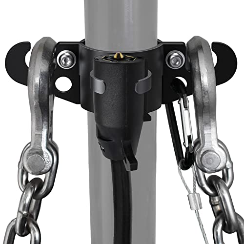 MAHLER GATES Towing Organizer 7WAY Hitch Tightener for Plug Protector Heavy- Duty Steel Black Powder Coating Anti-Rust Tongue Jack Trailer Chain Holder