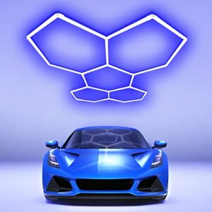 Hexagon Ceiling Lights,Creative Detail Lights,DIY Shaped Decorative Lights,LED Night Light for Shop,Garages,Basement,Gym,Gaming Room,Club,Plug & Play,145W,5Pack (Blue)