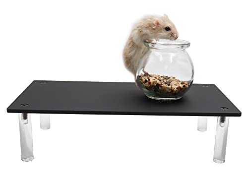 Small Animals Stand Platform, Hamster Play Platform, Acrylic Rats Stand Platform Toys, Cage Accessories for Hamsters Rats Chinchillas Sugar Glider Guinea Pig Bird(11×5.9×2.8 Inches)