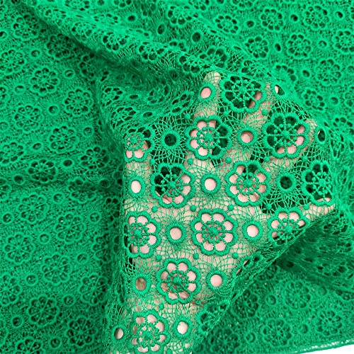 LadyQ African Lace Fabric French Nigerian Embroidered Cord Lace Fabric for Women Wedding Party Dress Silk Milk Lace 713LD (Green)