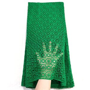 LadyQ African Lace Fabric French Nigerian Embroidered Cord Lace Fabric for Women Wedding Party Dress Silk Milk Lace 713LD (Green)