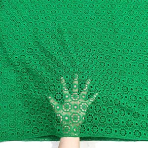 LadyQ African Lace Fabric French Nigerian Embroidered Cord Lace Fabric for Women Wedding Party Dress Silk Milk Lace 713LD (Green)