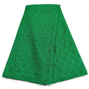 LadyQ African Lace Fabric French Nigerian Embroidered Cord Lace Fabric for Women Wedding Party Dress Silk Milk Lace 713LD (Green)