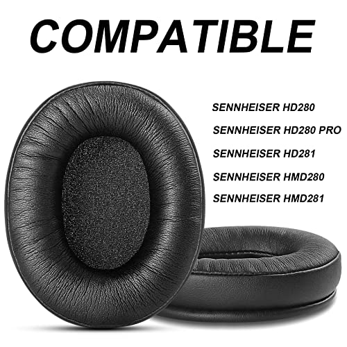 Gvoears Replacement Earpads Cushions for Sennheiser HD280 HD280 Pro HD281 HMD280 HMD281 Headsets Ear Pads, Professional Earpads Cushions, Soft Memory Foam and Premium Protein Leather(Black)