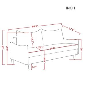 Loveseat Sofa, Upholstered Love Seat Couch Living Room Furniture Modern Sofa Couch Polyester Fabric Two Seater Comfy Couch Tool-Free Assembly For Bedroom, Apartment Small Spaces (Light Grey)