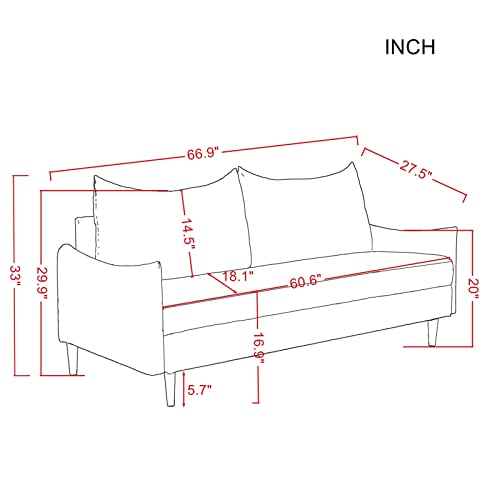 Loveseat Sofa, Upholstered Love Seat Couch Living Room Furniture Modern Sofa Couch Polyester Fabric Two Seater Comfy Couch Tool-Free Assembly For Bedroom, Apartment Small Spaces (Light Grey)