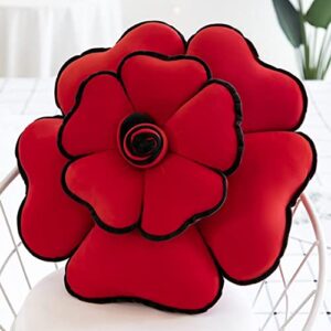 martha lia flower throw pillow for friends-3d rose flower decorative pillow,round decor pillow-flower home decorations-couch & bed flower-shaped pillow,red,20 inches