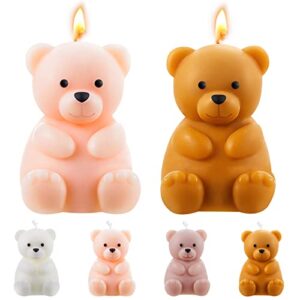 4 pcs bear scented candle soy wax cute baby shower candles bear candle handmade decorative aesthetic candles for home bedroom bathroom wedding gift baby shower favor birthday supplies, 4 colors
