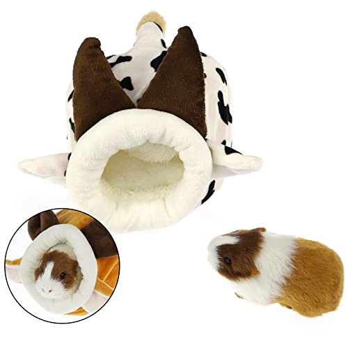 Toysructin Guinea Pig Cuddle Cave Hideout, Mini Hamster Bed Soft Warm Rat House Nest with Washable Pad, Cute Small Animal Pet Habitat Cozy Hamster Sleeping Nest for Chinchilla Ferrets Hamsters