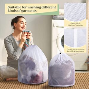 12 Pcs Mesh Laundry Bag with Drawstring White Heavy Duty Mesh Bag Machine Washable Sheet Drawstring Bag Net Wash Bag Laundry Washing Bag for Delicates College Dorm (Fine Style)