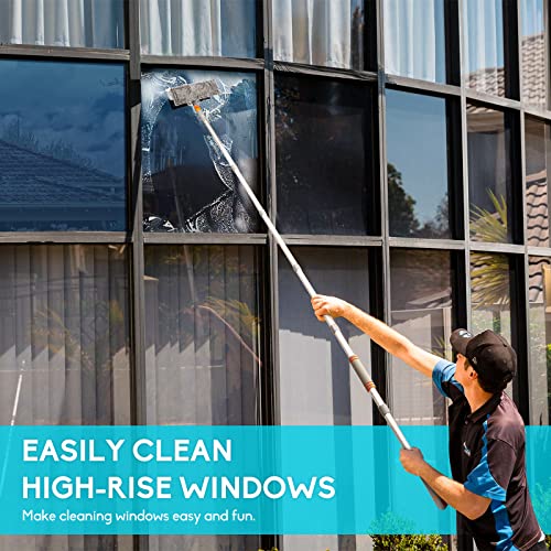 Homipooty Professional Window Squeegee Cleaner 2 in 1 Rotatable Window Cleaning Tool Kit with Extension Pole, 94'' Telescopic Window Washing Equipment with Bendable Head for Indoor/Outdoor High Window