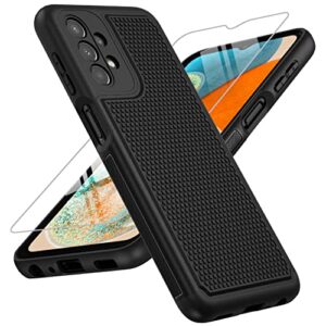 fntcase for samsung galaxy a23 5g case: (samsung galaxy a23 4g lte) dual layer protective heavy duty cell phone cover shockproof rugged with non slip textured back - bumper - 6.6inch (matte black)