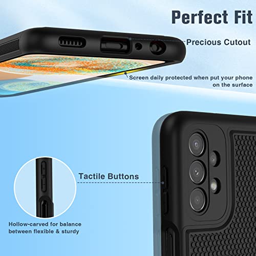 FNTCASE for Samsung Galaxy A23 5G Case: (Samsung Galaxy A23 4G LTE) Dual Layer Protective Heavy Duty Cell Phone Cover Shockproof Rugged with Non Slip Textured Back - Bumper - 6.6inch (Matte Black)
