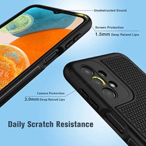 FNTCASE for Samsung Galaxy A23 5G Case: (Samsung Galaxy A23 4G LTE) Dual Layer Protective Heavy Duty Cell Phone Cover Shockproof Rugged with Non Slip Textured Back - Bumper - 6.6inch (Matte Black)