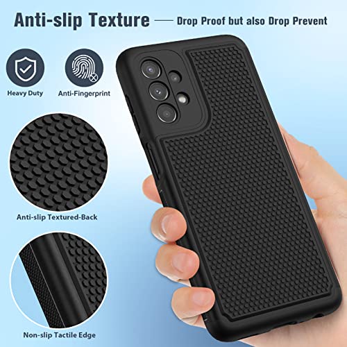 FNTCASE for Samsung Galaxy A23 5G Case: (Samsung Galaxy A23 4G LTE) Dual Layer Protective Heavy Duty Cell Phone Cover Shockproof Rugged with Non Slip Textured Back - Bumper - 6.6inch (Matte Black)