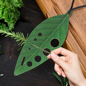 FYY Herb Stripper 9 Holes,Herb Stripping Tool With Leather Protect Cover,Stainless Steel Kitchen Herb Leaf Stripping Tool for Kale, Chard, Collard Greens, Thyme, Basil, Rosemary