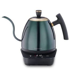 easyworkz electric gooseneck pour over coffee kettle, stainless steel hand drip tea pot 27 ounce temperature control 1200w quick heating