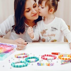 JOJANEAS Pony Beads Kit Bracelet Making Kit for Girls, Friendship Bracelet Kit Smile Face/Letter Beads for Kids