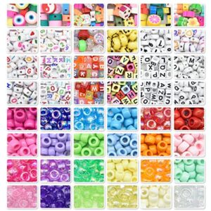 JOJANEAS Pony Beads Kit Bracelet Making Kit for Girls, Friendship Bracelet Kit Smile Face/Letter Beads for Kids