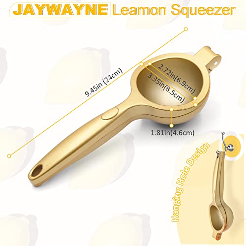 Lemon Squeezer, Large Citrus Juicer and Lemon Juicer Hand Press Heavy Duty Lime Squeezer Easy Squeeze Manual Juicer JAYWAYNE Metal Hand Juicer Kitchen Tools and Gadgets For Making Fresh Juice (Gold)