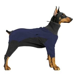 harikaji dog cold weather coat, dog warm 4 legs pajamas onesie pet soft winter dog pjs sweaters jacket pet clothes stretchy soft doggy jumpsuits sweatshirt for large dogs(blue,xl)