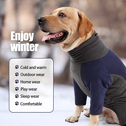 Harikaji Dog Cold Weather Coat, Dog Warm 4 Legs Pajamas Onesie Pet Soft Winter Dog PJS Sweaters Jacket Pet Clothes Stretchy Soft Doggy Jumpsuits Sweatshirt for Large Dogs(Blue,XL)