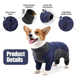 Harikaji Dog Cold Weather Coat, Dog Warm 4 Legs Pajamas Onesie Pet Soft Winter Dog PJS Sweaters Jacket Pet Clothes Stretchy Soft Doggy Jumpsuits Sweatshirt for Large Dogs(Blue,XL)