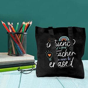 Ugiftcorner Teacher Bag Teacher Gifts for Women Men Thank You Gifts Christmas Graduation Birthday Valentines Day Gifts for Teacher Tote Bag Canvas Cotton Teacher Shoulder Bag with Pocket Black