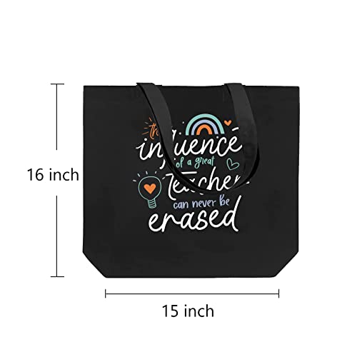 Ugiftcorner Teacher Bag Teacher Gifts for Women Men Thank You Gifts Christmas Graduation Birthday Valentines Day Gifts for Teacher Tote Bag Canvas Cotton Teacher Shoulder Bag with Pocket Black