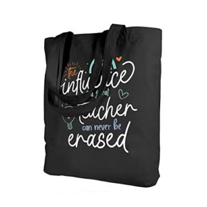 Ugiftcorner Teacher Bag Teacher Gifts for Women Men Thank You Gifts Christmas Graduation Birthday Valentines Day Gifts for Teacher Tote Bag Canvas Cotton Teacher Shoulder Bag with Pocket Black