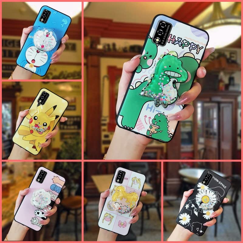 Cartoon Anti-dust Lulumi Phone Case for TCL T-Mobile Revvl V 2021/V 4G, Protective Soft Case Armor case Shockproof Durable TPU Phone Stand Holder Glisten Drift Sand Dirt-Resistant Kickstand, 4