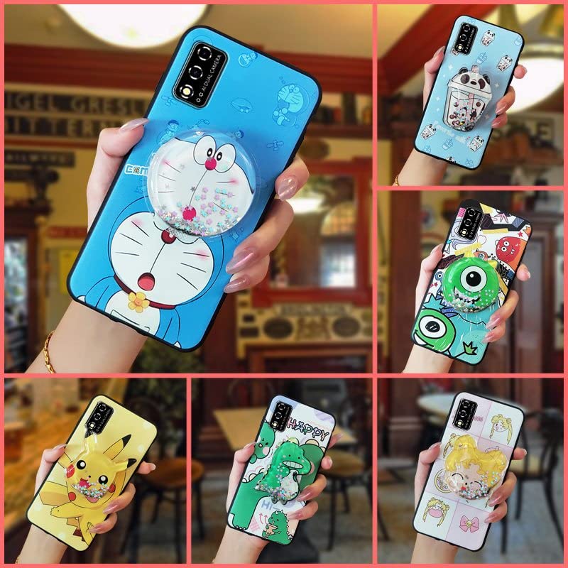 Cartoon Anti-dust Lulumi Phone Case for TCL T-Mobile Revvl V 2021/V 4G, Protective Soft Case Armor case Shockproof Durable TPU Phone Stand Holder Glisten Drift Sand Dirt-Resistant Kickstand, 4