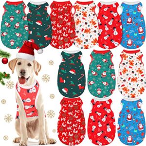 12 Pieces Christmas Dog Shirt Bulk Dog Christmas Outfit Christmas Dog Clothes Puppy Christmas Shirt for Small Dogs Christmas Home and Party Dog Supplies (Large)