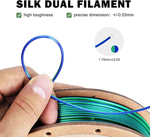 Silk PLA Filament 1.75mm for 3D Printer -ERYONE Silk Dual/tri Color Shiny PLA Dimensional Accuracy +/- 0.03 mm 3D Printing Filament 250g*4 Spools