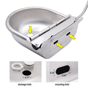 KHEARPSL Automatic Waterer Dog Water Bowl Dispenser Livestock Water Trough Stainless Steel Auto Water Bowl for Horse Dog Cattle Chicken Pig Goat (Waterer+Pipe)