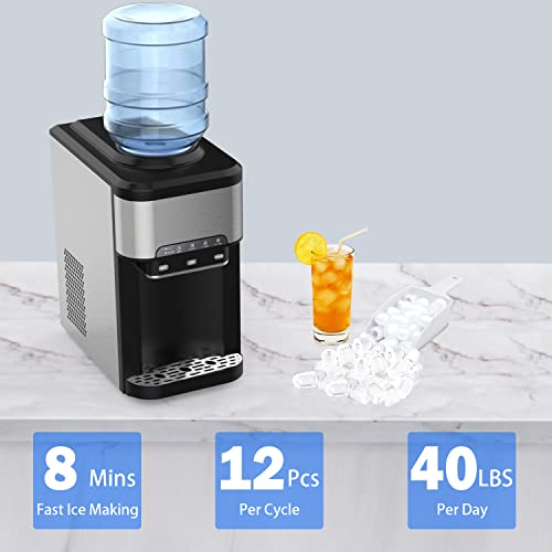 COWSAR Water Cooler Dispenser with Built-in Ice Maker, Water Dispenser Countertop for 3-5 Gallon Bottle, 3 Temperature Settings - Hot, Cold & Room Water