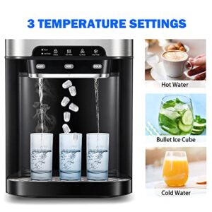 COWSAR Water Cooler Dispenser with Built-in Ice Maker, Water Dispenser Countertop for 3-5 Gallon Bottle, 3 Temperature Settings - Hot, Cold & Room Water