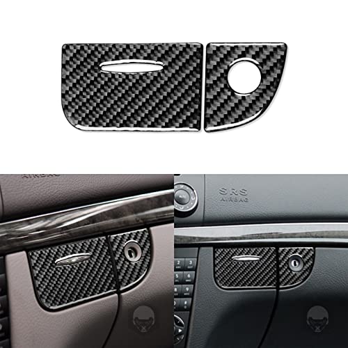 UOADA Car Front Passenger Seat Storage Box Keyhole Soft Glossy Carbon Fiber Stickers Compatible with Benz E-Class W211 2003 2004 2005 2006 2007 2008 2009 Premium Custom Accessories 2pcs (Black)