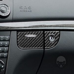 UOADA Car Front Passenger Seat Storage Box Keyhole Soft Glossy Carbon Fiber Stickers Compatible with Benz E-Class W211 2003 2004 2005 2006 2007 2008 2009 Premium Custom Accessories 2pcs (Black)