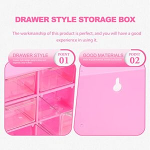 Didiseaon Plastic 3- Layer 9- Drawer Jewelry Box, Compact Storage Organization Drawers Set for Cosmetics, Hair Care, Bathroom, Office, Dorm, Desk, Countertop, 7“X4.6X3.81, Rosy