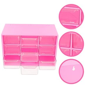 Didiseaon Plastic 3- Layer 9- Drawer Jewelry Box, Compact Storage Organization Drawers Set for Cosmetics, Hair Care, Bathroom, Office, Dorm, Desk, Countertop, 7“X4.6X3.81, Rosy
