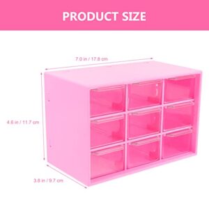 Didiseaon Plastic 3- Layer 9- Drawer Jewelry Box, Compact Storage Organization Drawers Set for Cosmetics, Hair Care, Bathroom, Office, Dorm, Desk, Countertop, 7“X4.6X3.81, Rosy