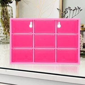 Didiseaon Plastic 3- Layer 9- Drawer Jewelry Box, Compact Storage Organization Drawers Set for Cosmetics, Hair Care, Bathroom, Office, Dorm, Desk, Countertop, 7“X4.6X3.81, Rosy